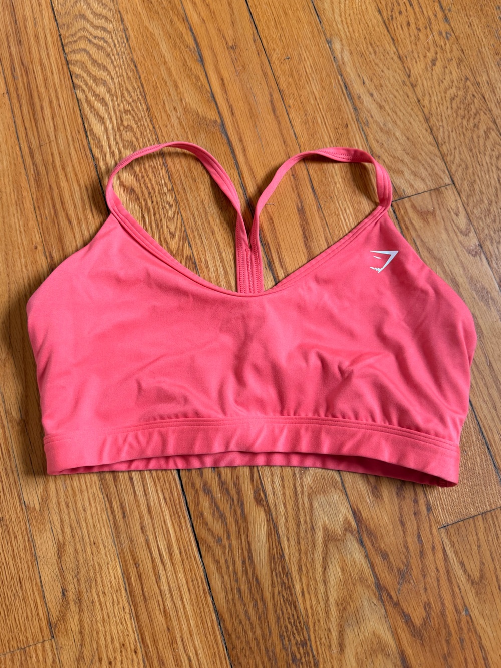 Gymshark, coral pink sports bra